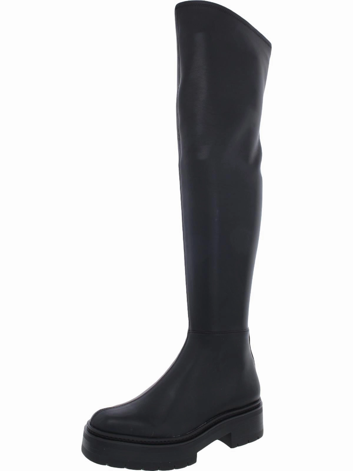 Lydia Womens Zipper Lug Sole Over-The-Knee Boots Sleek Style Olive Tone