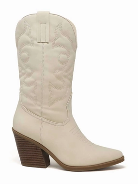 Stable Support Rainy Days Snow Day Cowboy Boots With Heel In White