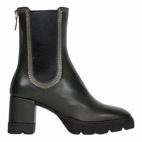 Sharon Heeled Ankle Boot In Dark Green Lace Up Style High Arch
