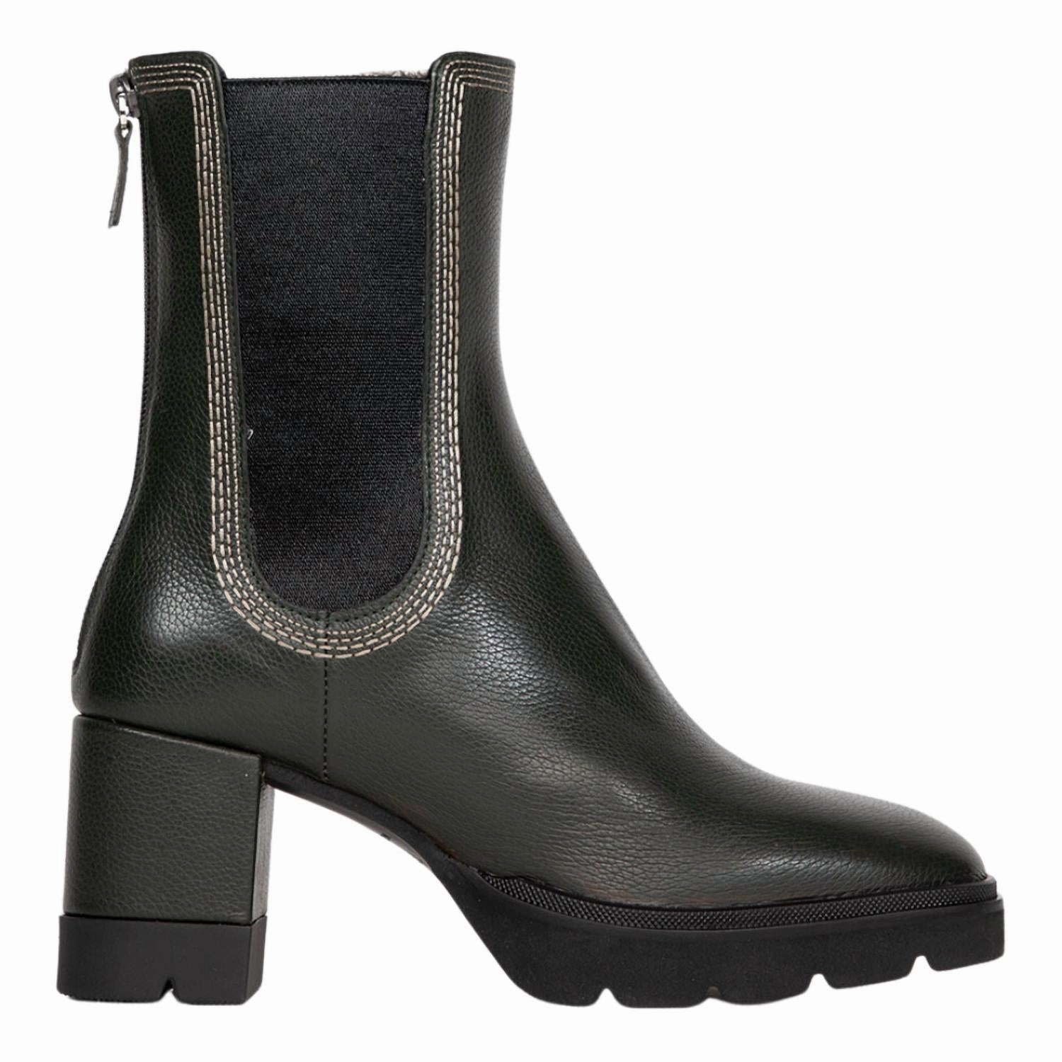 Sharon Heeled Ankle Boot In Dark Green Lace Up Style High Arch