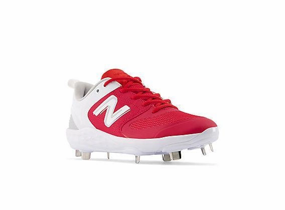 New Balance Women's VELO v3 Metal Fastpitch Softball Cleats - Red with White - SMVELOR3 grass running shoes Grass