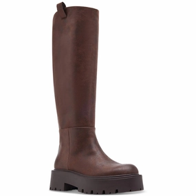 Comfort footbed Crow WC Womens Distressed Faux Leather Knee-High Boots