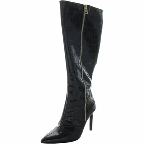 Sabrinaa Womens Wide Calf Patent Knee-High Boots Desert Design Earth Tones