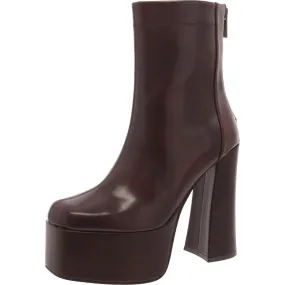 Voyager Womens Faux Leather Zipper Ankle Boots Stable Fit