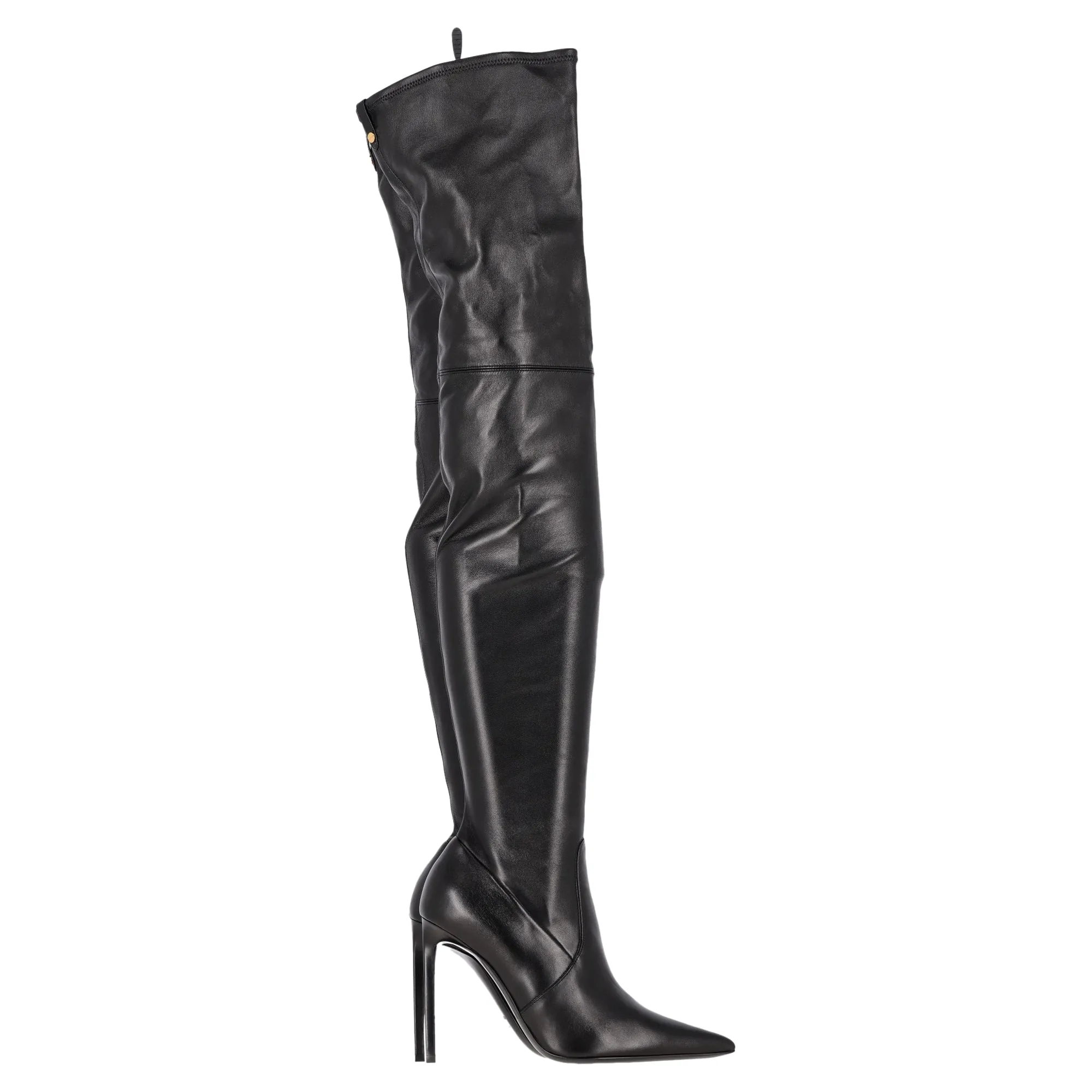 Tom Ford T Screw Over-The-Knee Boots in Black Leather Premium Leather
