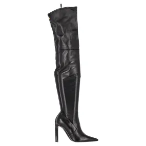 Tom Ford T Screw Over-The-Knee Boots in Black Leather Premium Leather