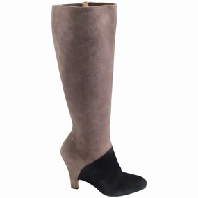 Casual Wear Salvatore Ferragamo Two Tone Knee High Boots in Ecru Suede
