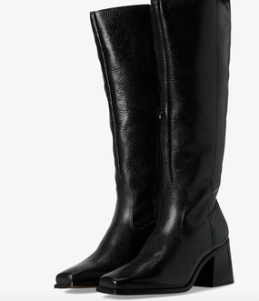 Croc Look Patterned Surface Sangeti Tall Boot In Black