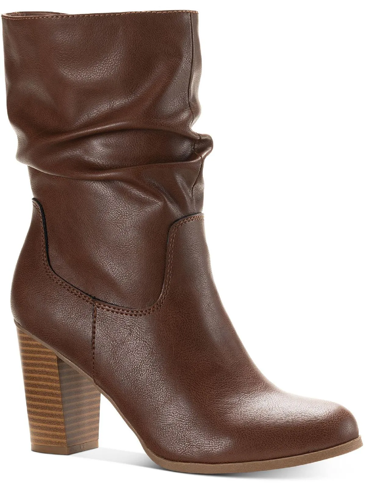 Festival Vibe Saraa Slouch Womens Faux Leather Block Heel Mid-Calf Boots
