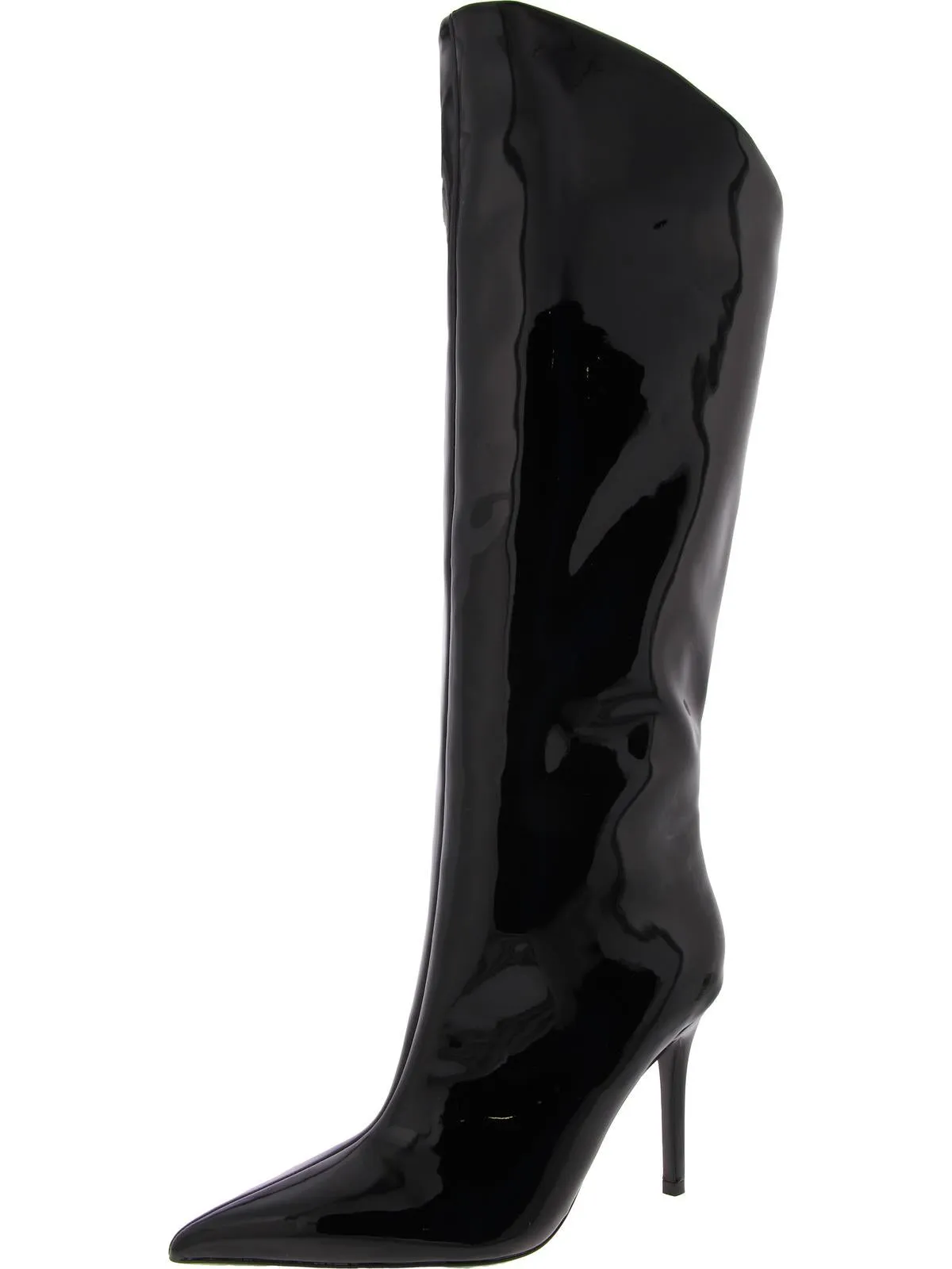 Sarina Womens Patent Pointed Toe Knee-High Boots Eco Friendly Men Edge