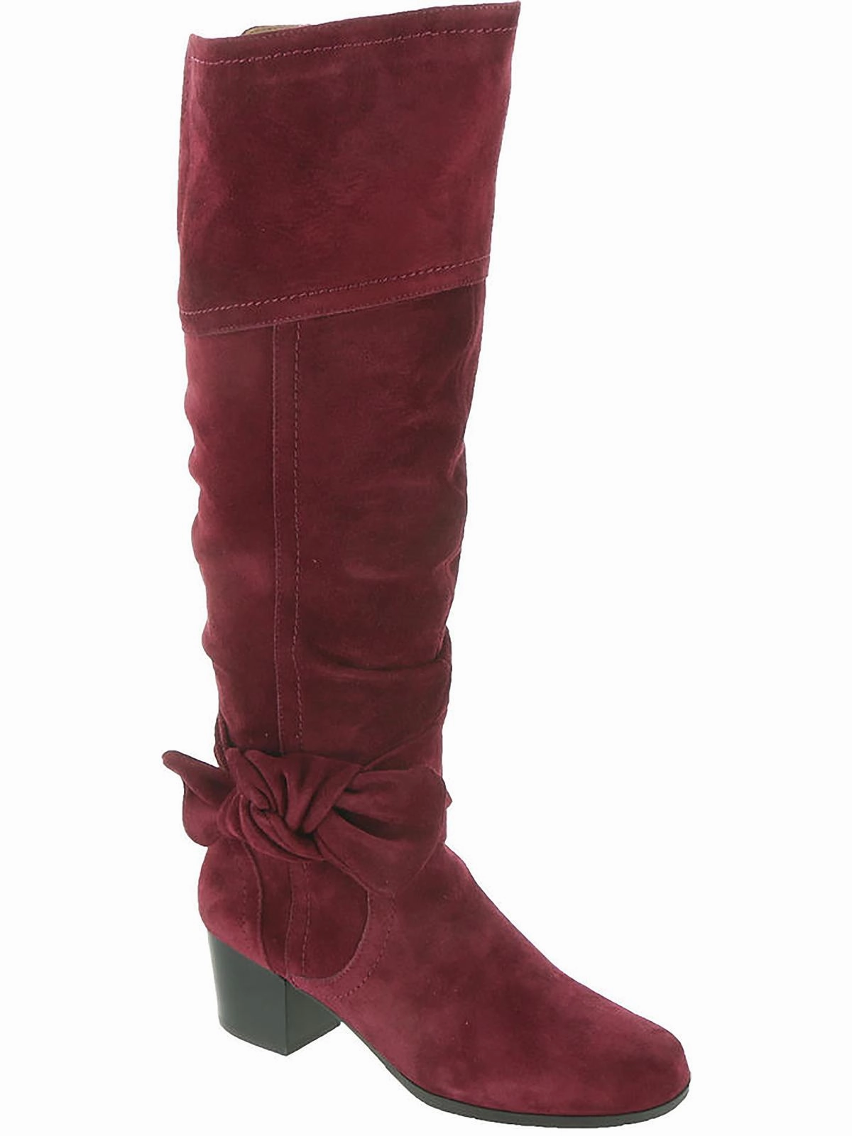 Wide Sole Sassy Womens Suede Round Toe Knee-High Boots