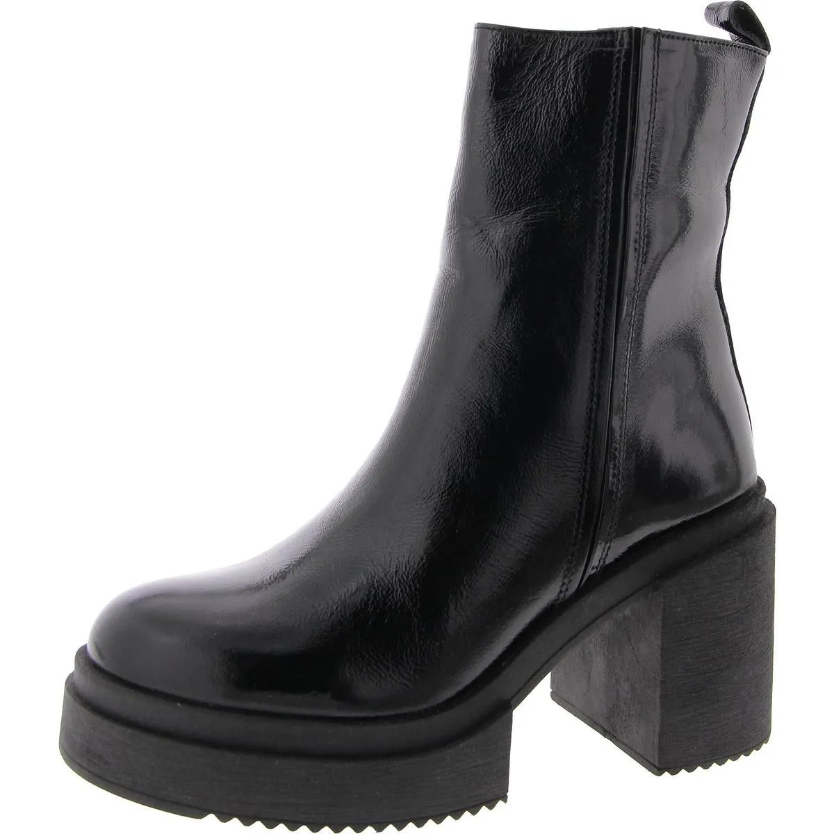 Sawyer Womens Patent Leather Block Heel Ankle Boots Cushioned Insole
