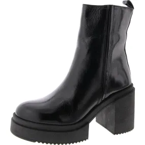 Waterproof Feature Sawyer Womens Patent Leather Block Heel Ankle Boots