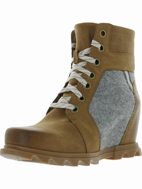 Joan of Arctic Wedge III Lexie Womens Nubuck Round Toe Combat & Lace-up Boots Minimal Color