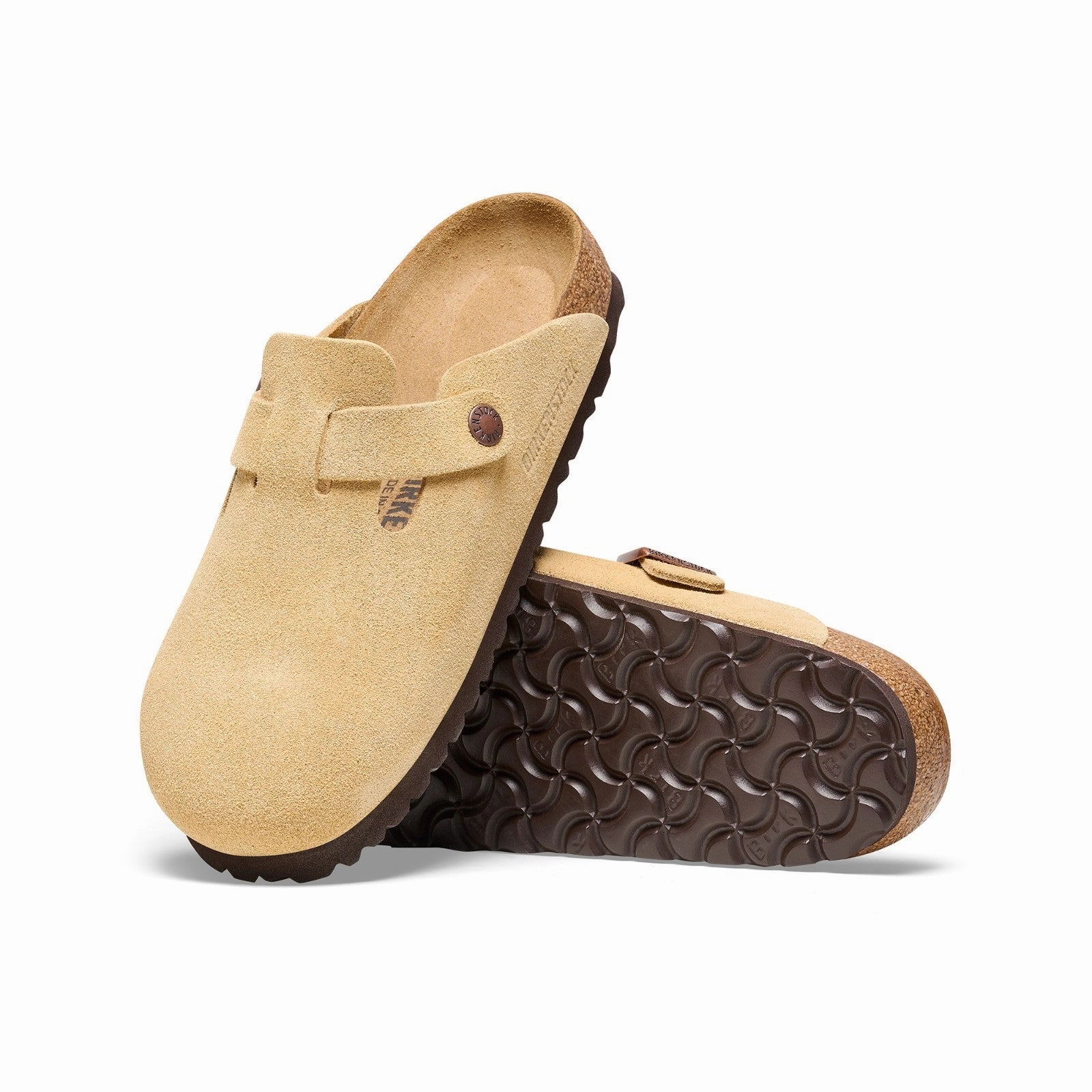 Birkenstock Boston Suede Leather (Latte Cream) Men's Sandals 1026181 Quick   Drying Ultra Flex Grooves
