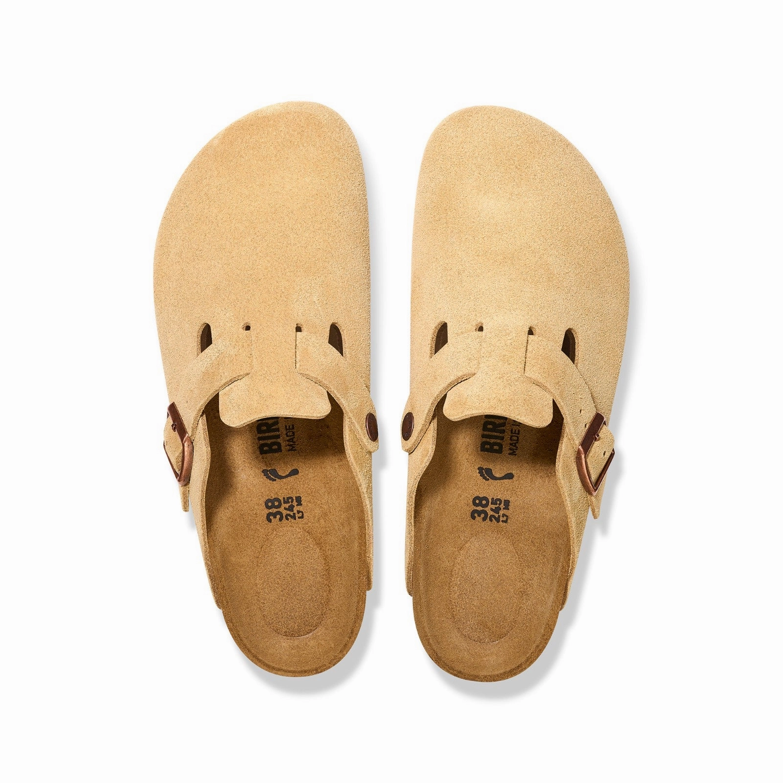 Birkenstock Boston Suede Leather (Latte Cream) Men's Sandals 1026181 Well   Made Crisp Look