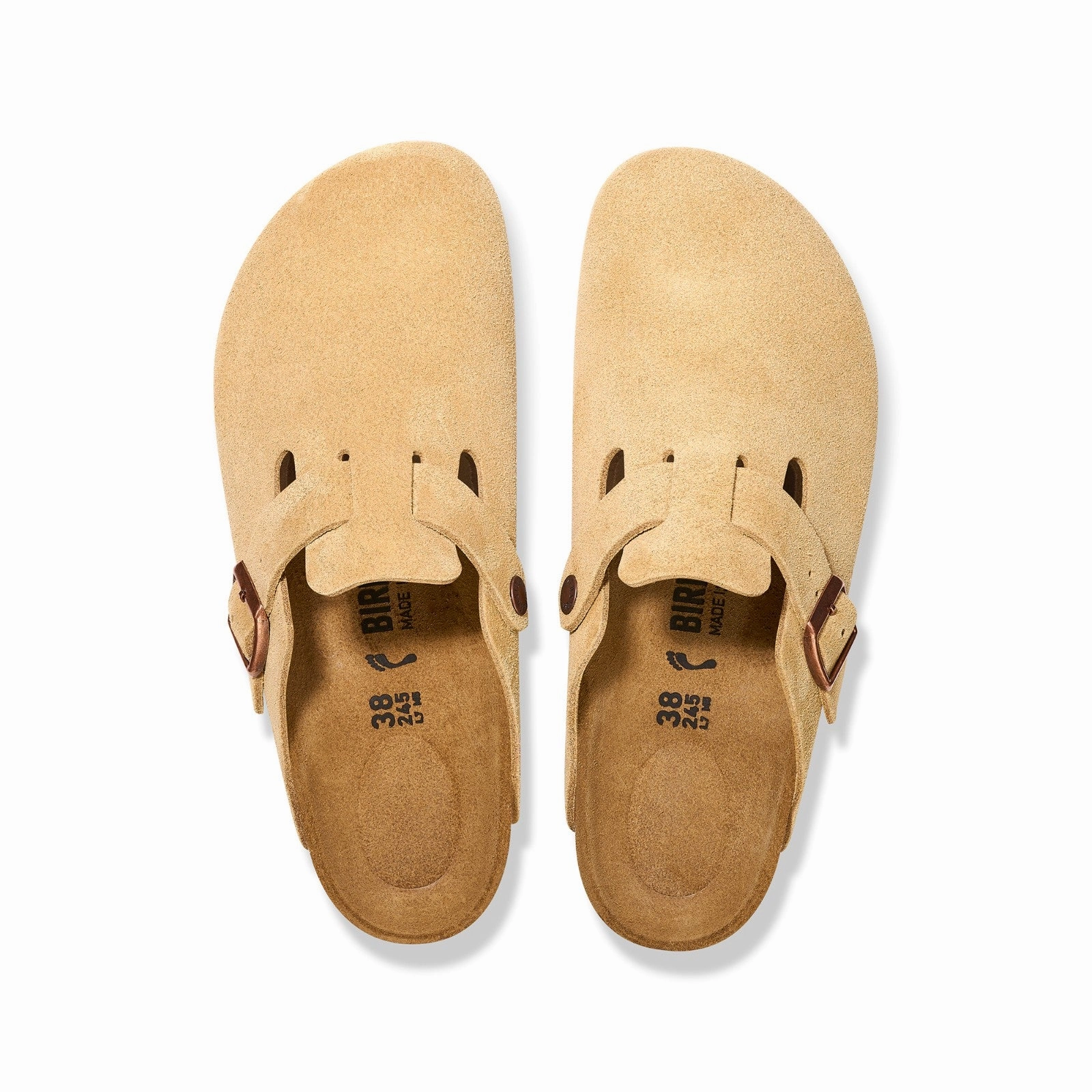 Birkenstock Boston Suede Leather (Latte Cream) Men's Sandals 1026181 cushioning technology