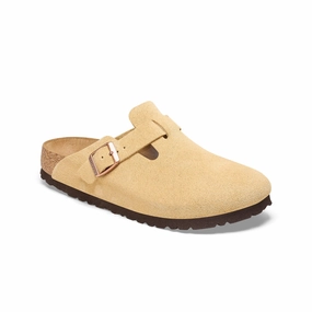 Birkenstock Boston Suede Leather (Latte Cream) Men's Sandals 1026181 Elastic Material
