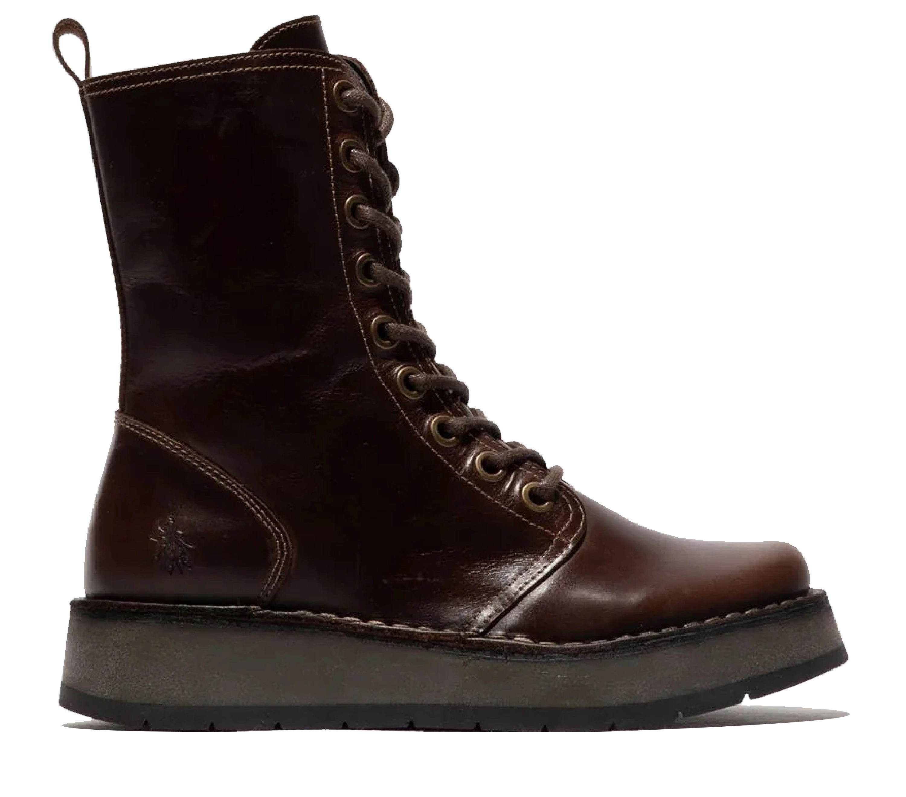 RubberOutsole Durable Shell Work Commute Fly London Womens Brown RAMI043 Casual Leather Lace-up Ankle Dress Boots