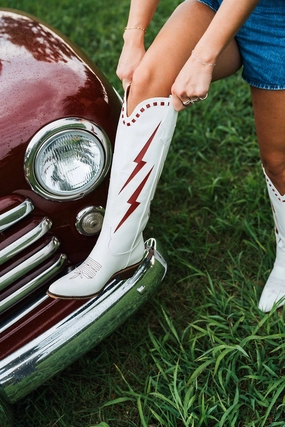 Gloss Shine All Weather Functional Minimalist Reveille Heeled Boot In White