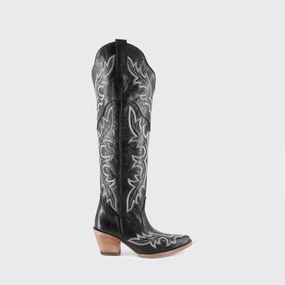 Women's Julia Leather Cowgirl Boots In Black High Traction Mountain Climber