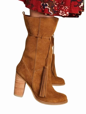 Cacique Suede Boots In Brown Strap Transitional Look
