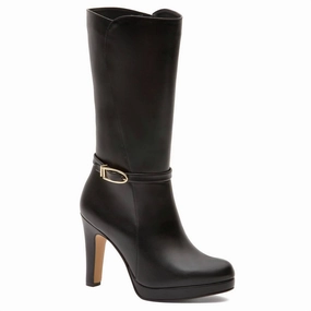 Women's High Heel Fashion Boots In Black Functional Appeal Crisp Look