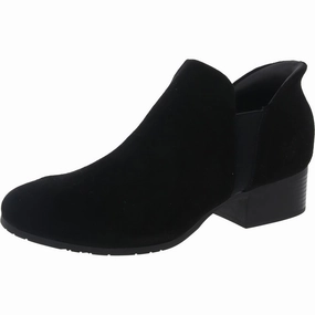 SIDE EZ ON Womens Block Heel Suede Booties Comfortable Upper