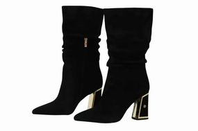 Trendy Look Cushioned Step All Day Worker Signature Suede Boot In Black