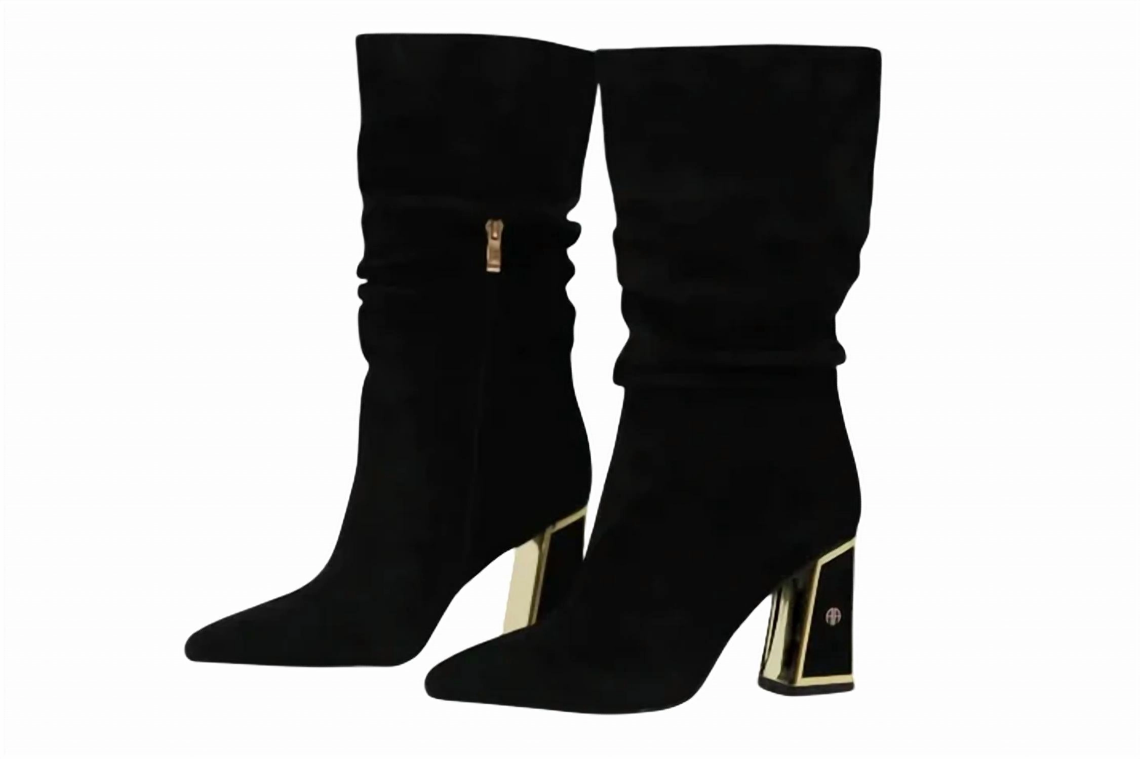 Trendy Look Cushioned Step All Day Worker Signature Suede Boot In Black