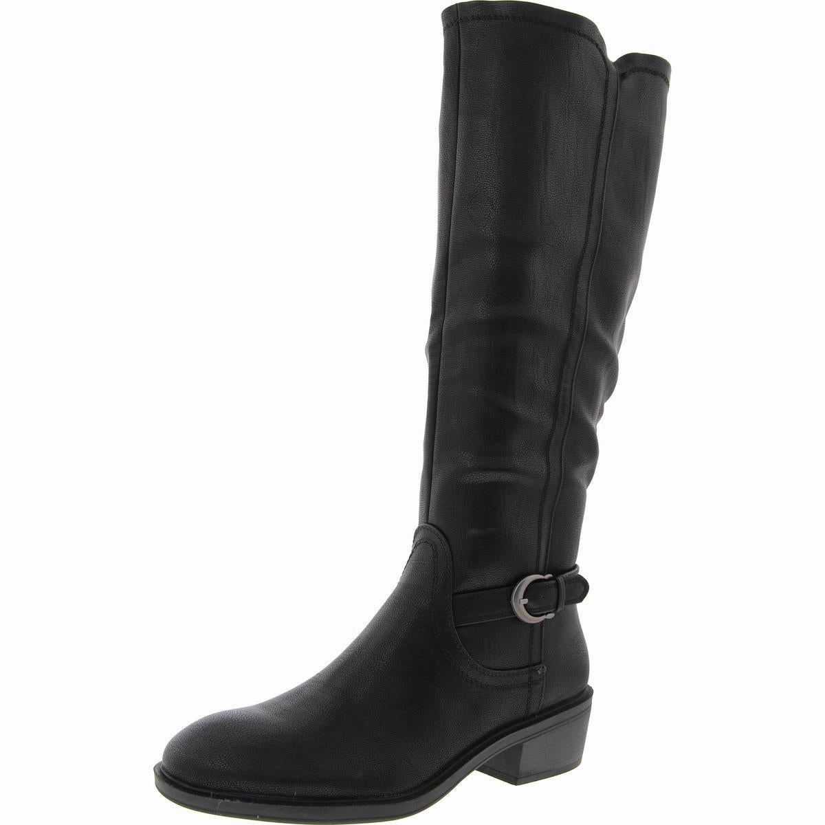 british retro NENA Womens Solid Faux Leather Knee-High Boots