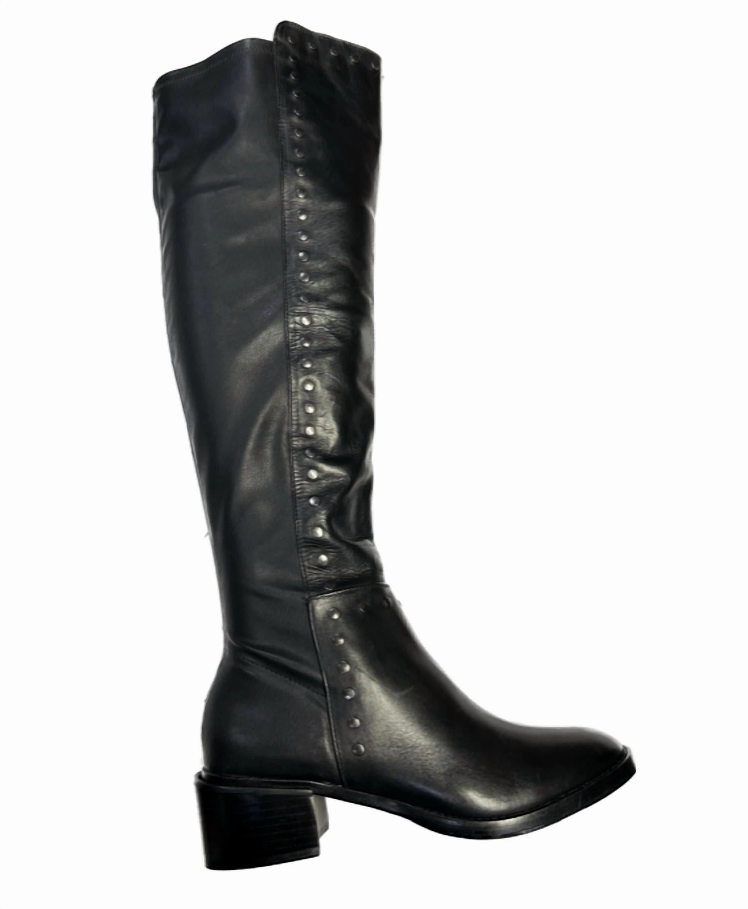 Sleek Over-The-Knee Boot In Noir Vintage Calf Breathable Remote Hiking