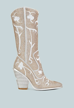 glimmer rhinestones embellished shimmer calf boots Year Round
