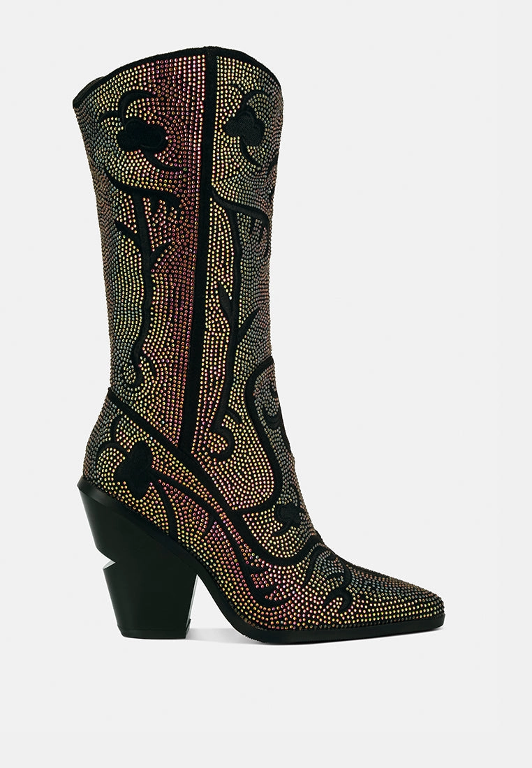 Feather Light Mountain Climber glimmer rhinestones embellished shimmer calf boots