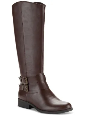Removable Lace Up Style maliaa Womens Faux Leather Buckle Mid-Calf Boots