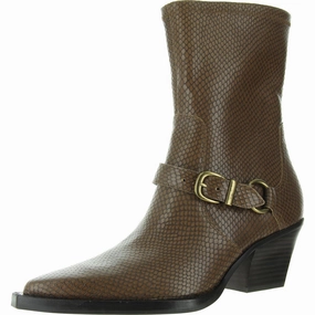 RAVE Womens Buckle Leather Mid-Calf Boots Anti-Skid