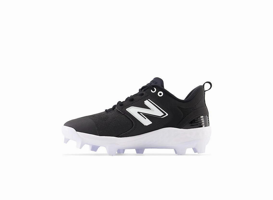 New Balance Men's Fresh Foam 3000 V6 Molded Baseball Cleats - Black with White - PL3000K6 padded - collar shoes Speed Walk