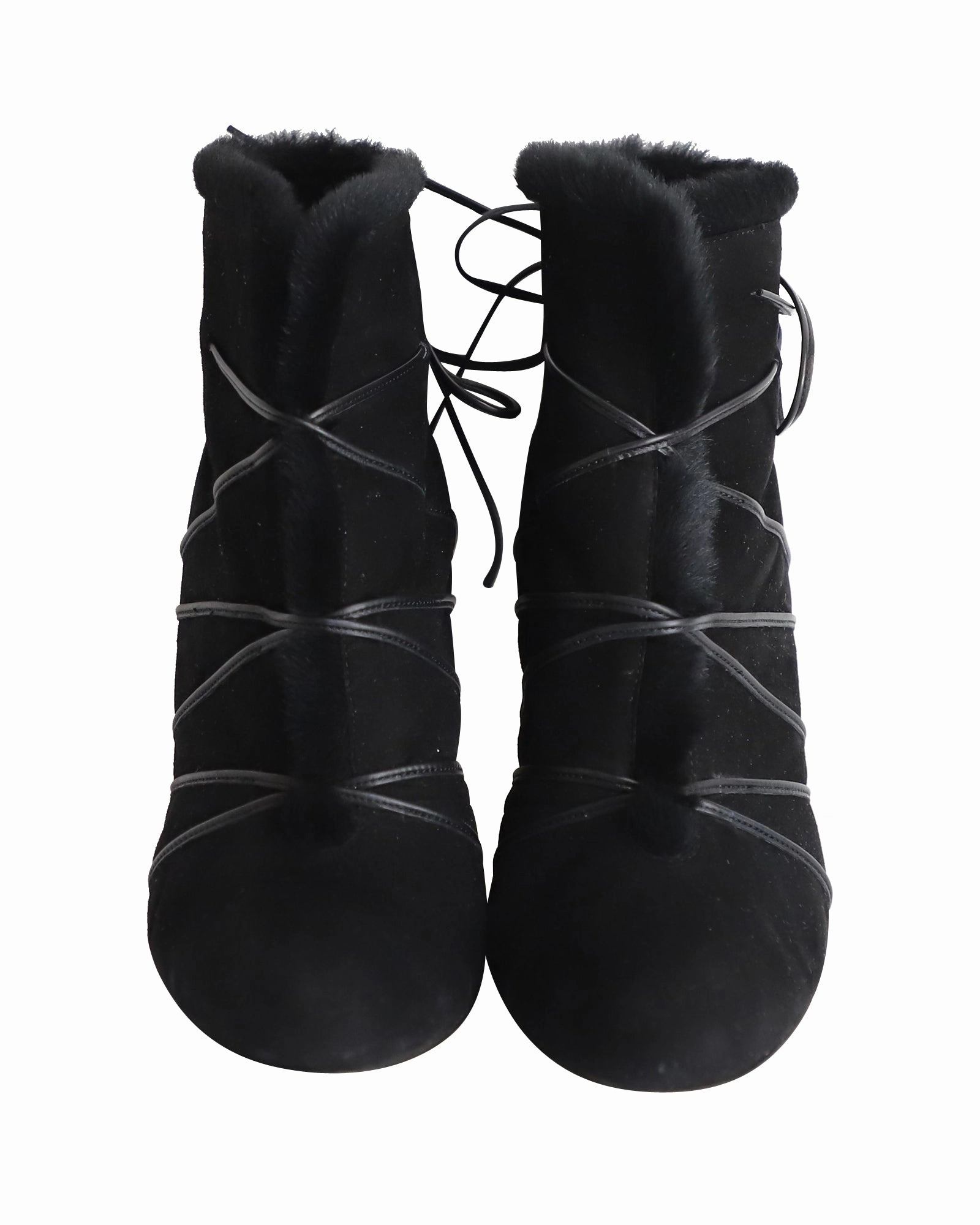 All Weather Rough Terrain Functional Build Gianvito Rossi Aspen Lace-up Ankle Booties in Black Suede