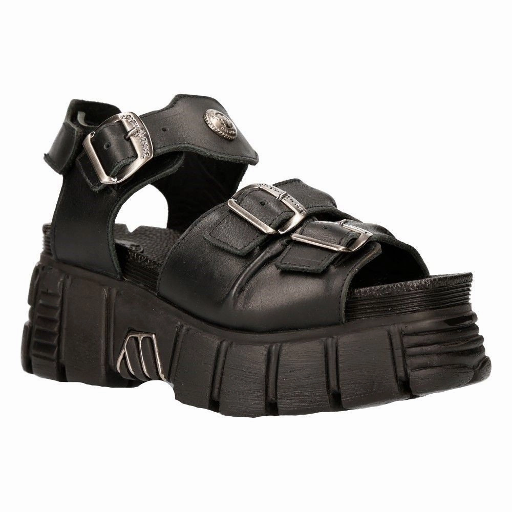 All Weather Windy Weather Winter Fashion New Rock Unisex Metallic Black Punk Sandal Boots- M-BIOS101-C2