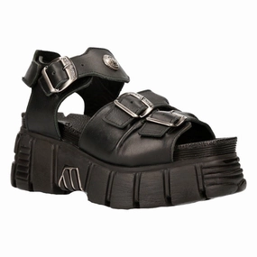 New Rock Unisex Metallic Black Punk Sandal Boots- M-BIOS101-C2 Supportive Design