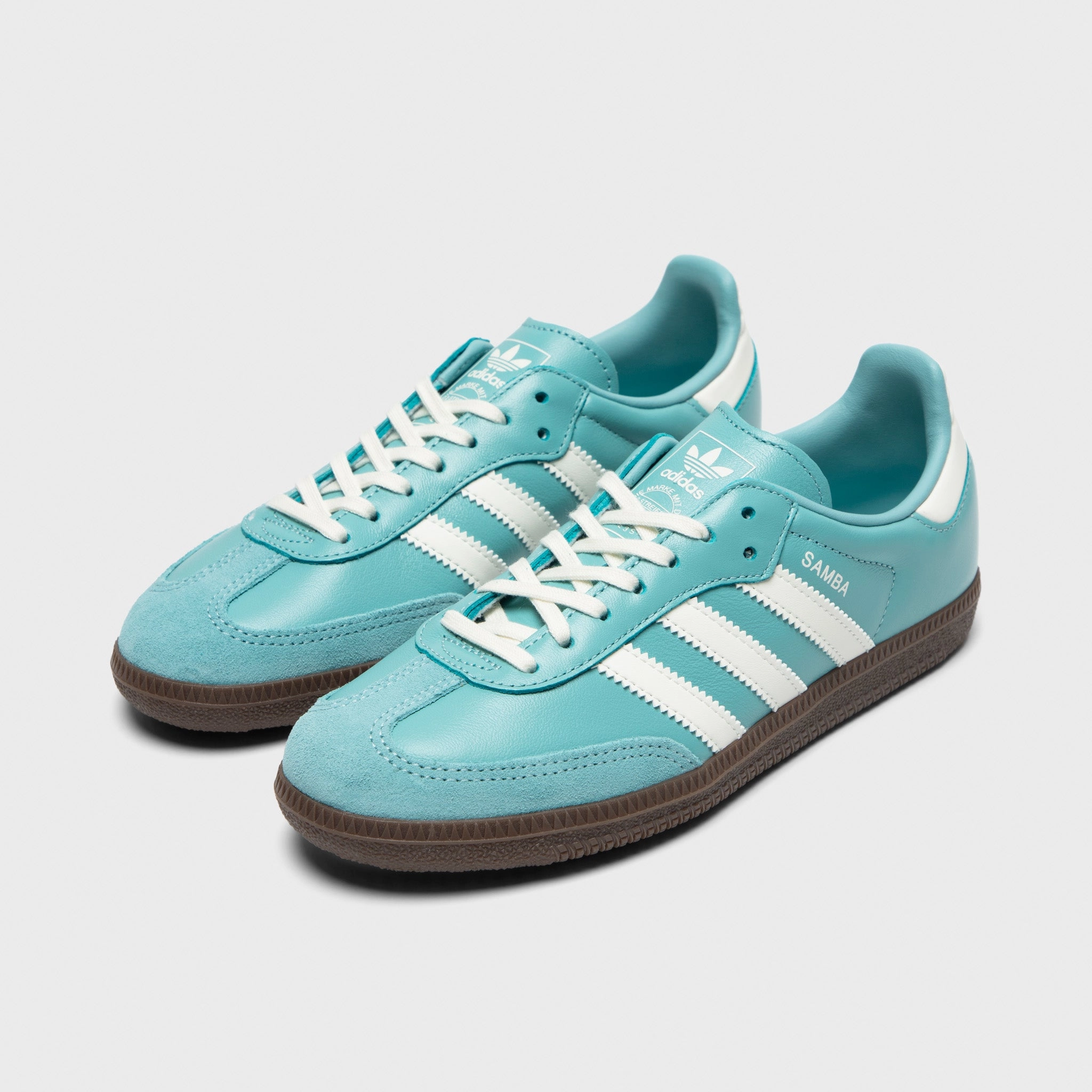 Hook And Loop Wave Step adidas Juniors' Samba OG Mint / Off White - Gum