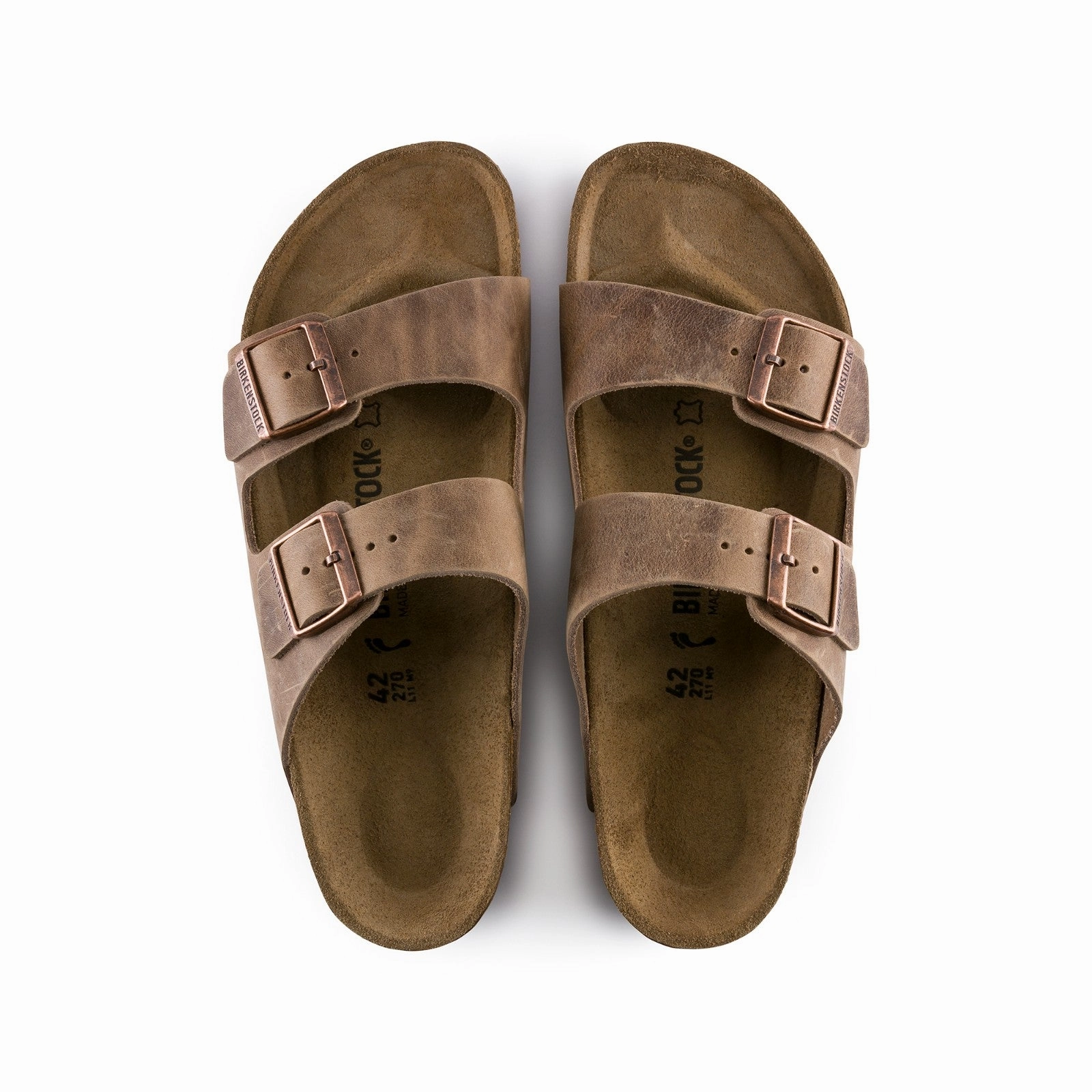 Anti microbial Birkenstock Arizona Oiled Leather (Tobacco Brown) Men's Sandals 352201