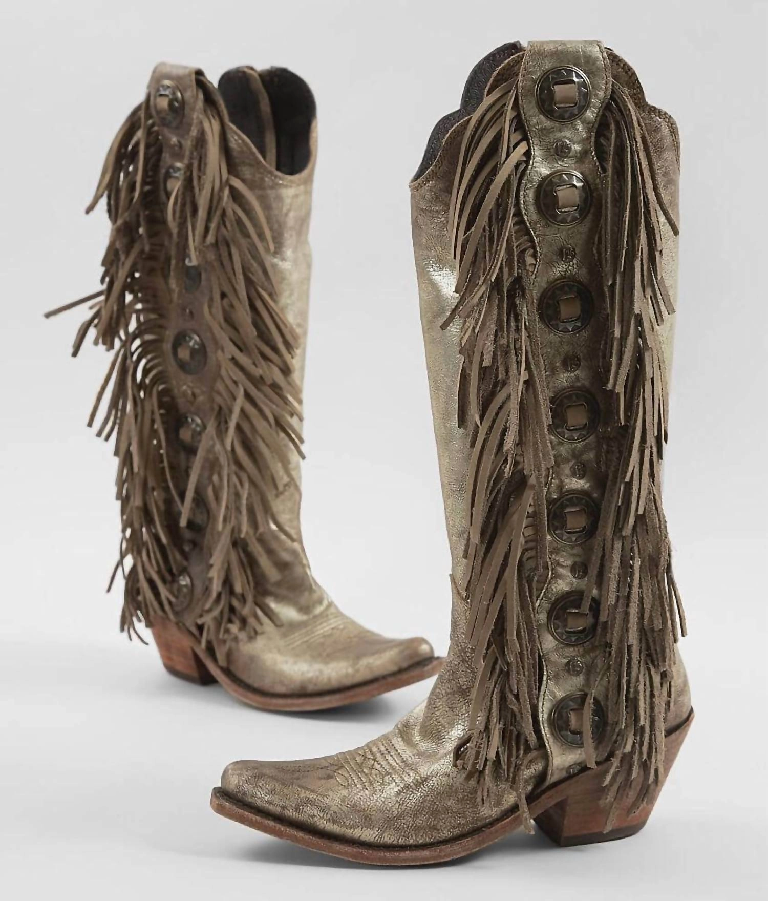 Women's Ophelia Fringe Boot In Stonewash Protective Finish Nature Lover Perfect For Hiking