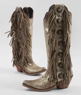 Women's Ophelia Fringe Boot In Stonewash Mud Resistant Mountain Hike