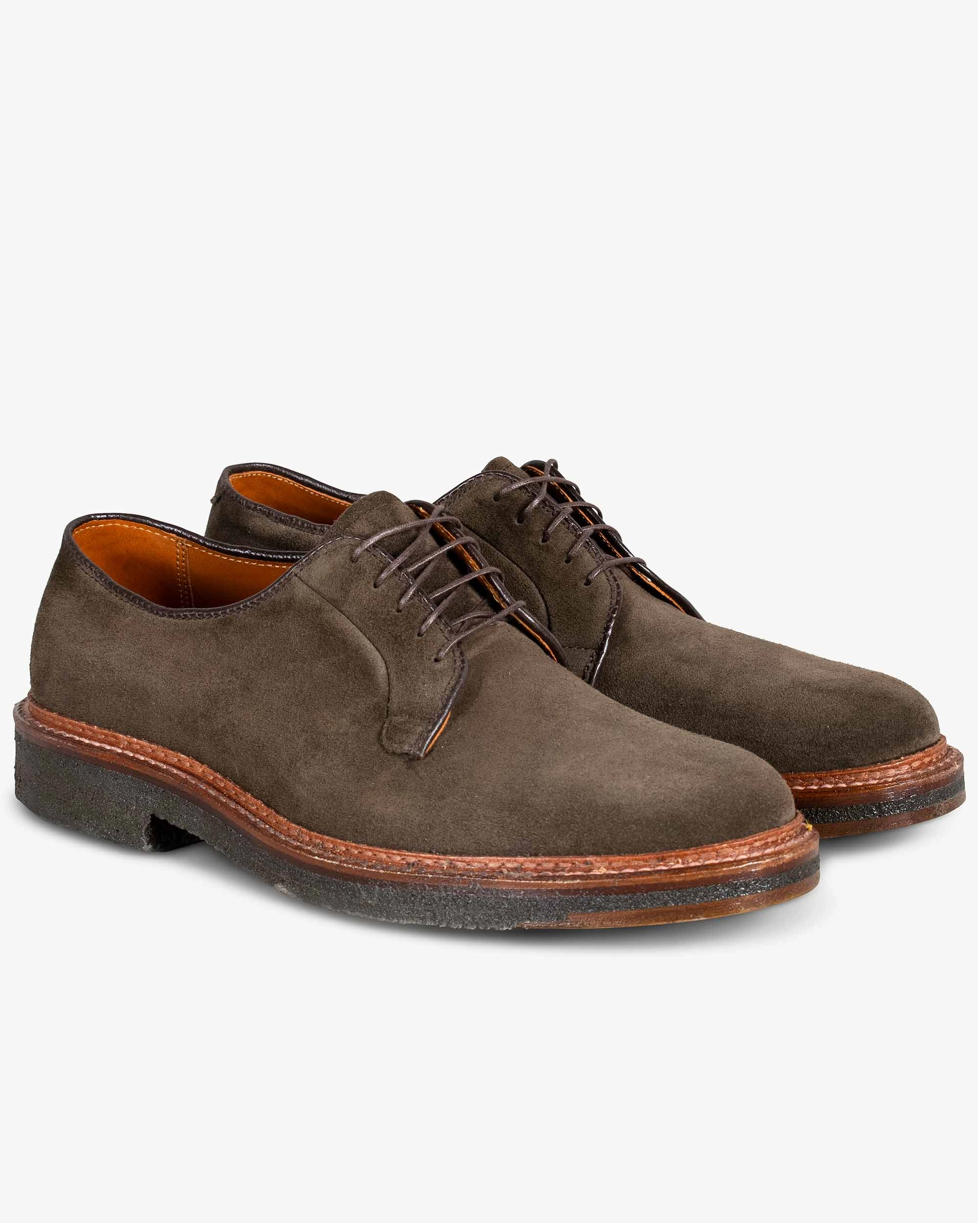 Alden Plain Toe Blucher Loden Suede G2402 Block Walk