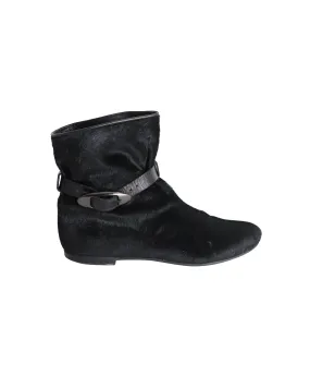 Giuseppe Zanotti Buckled Ankle Boots in Black Pony-style Leather Functional Footwear