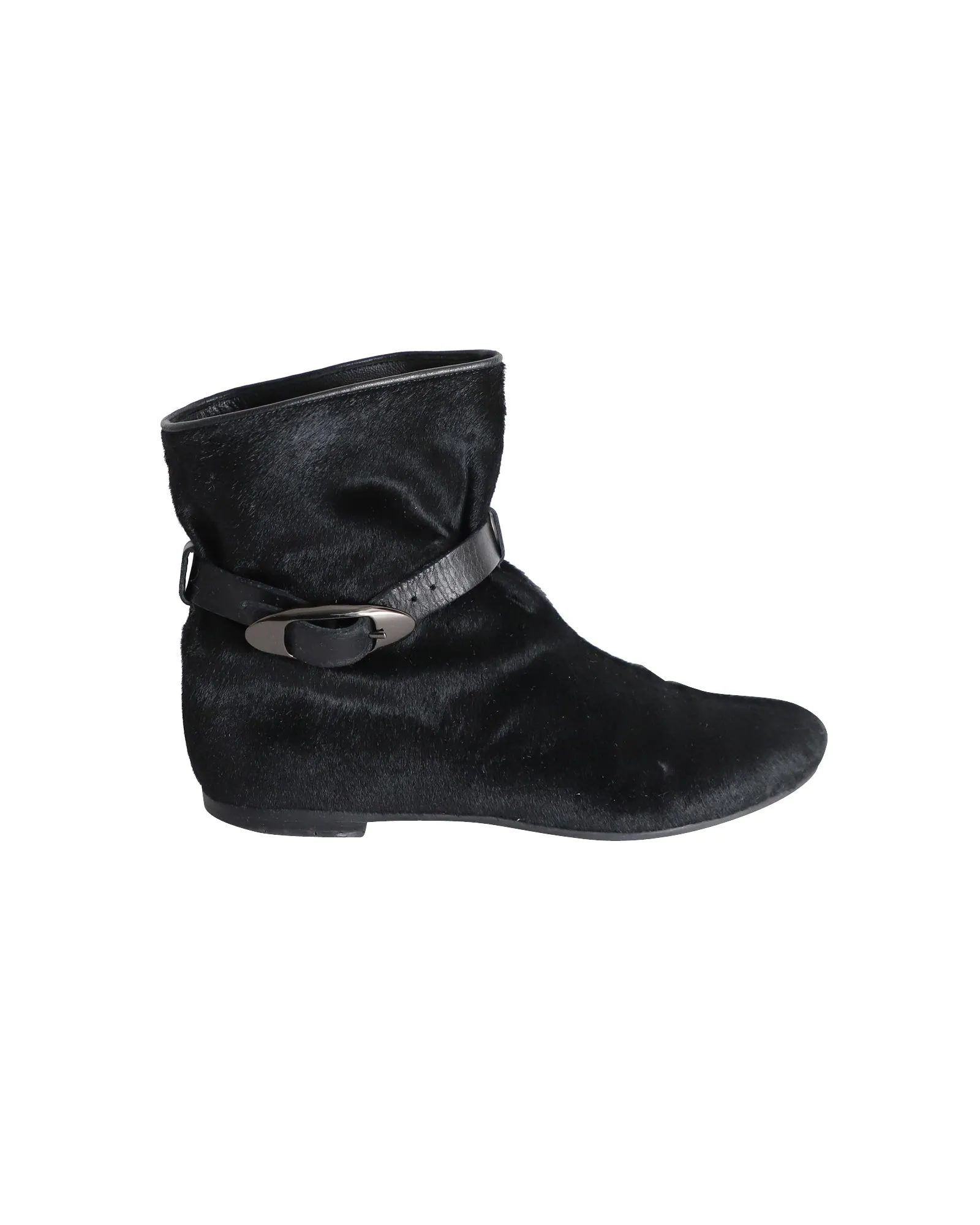 Giuseppe Zanotti Buckled Ankle Boots in Black Pony-style Leather Functional Footwear