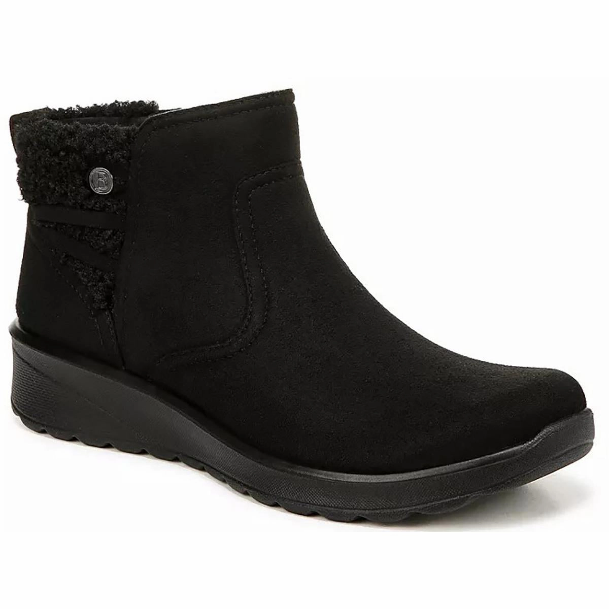 Grand Cozy Womens Contrast Trim Faux Suede Booties Mid Cut