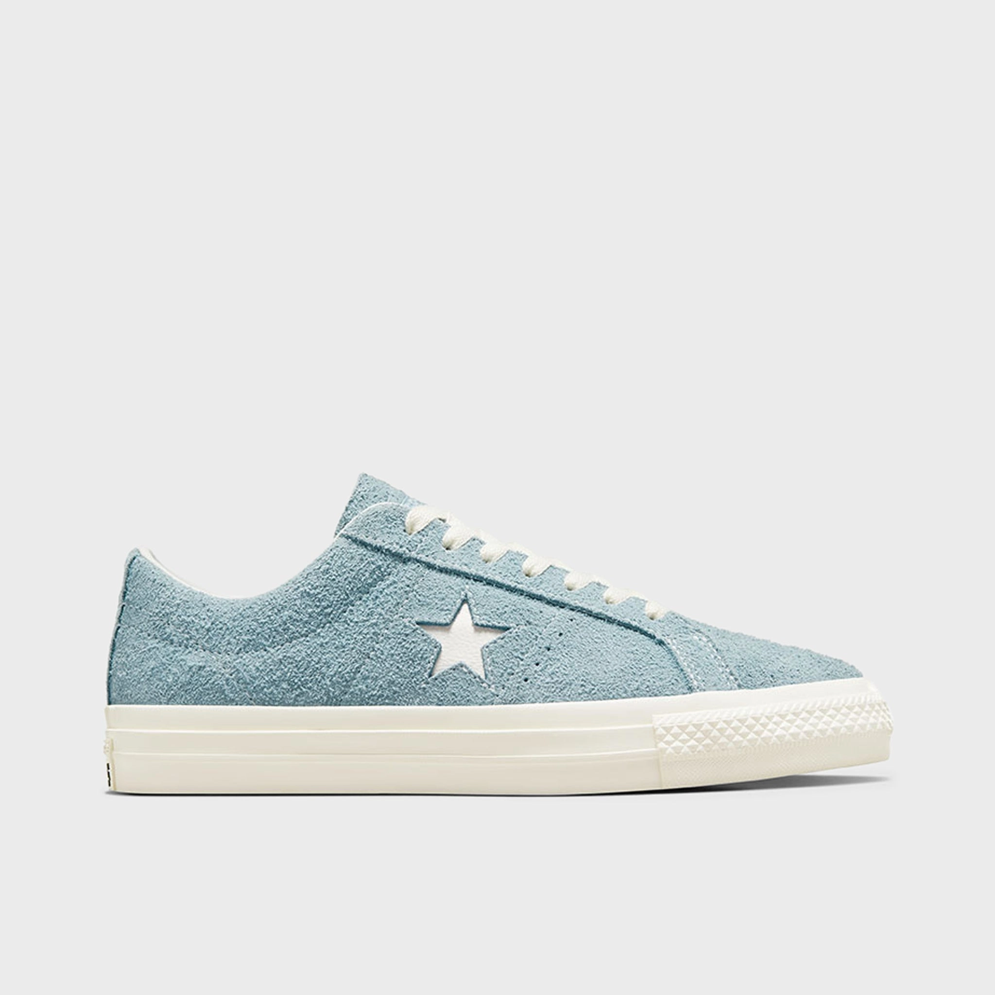 Converse One Star Pro Shaggy Suede Low Cocoon Blue Tread Pattern