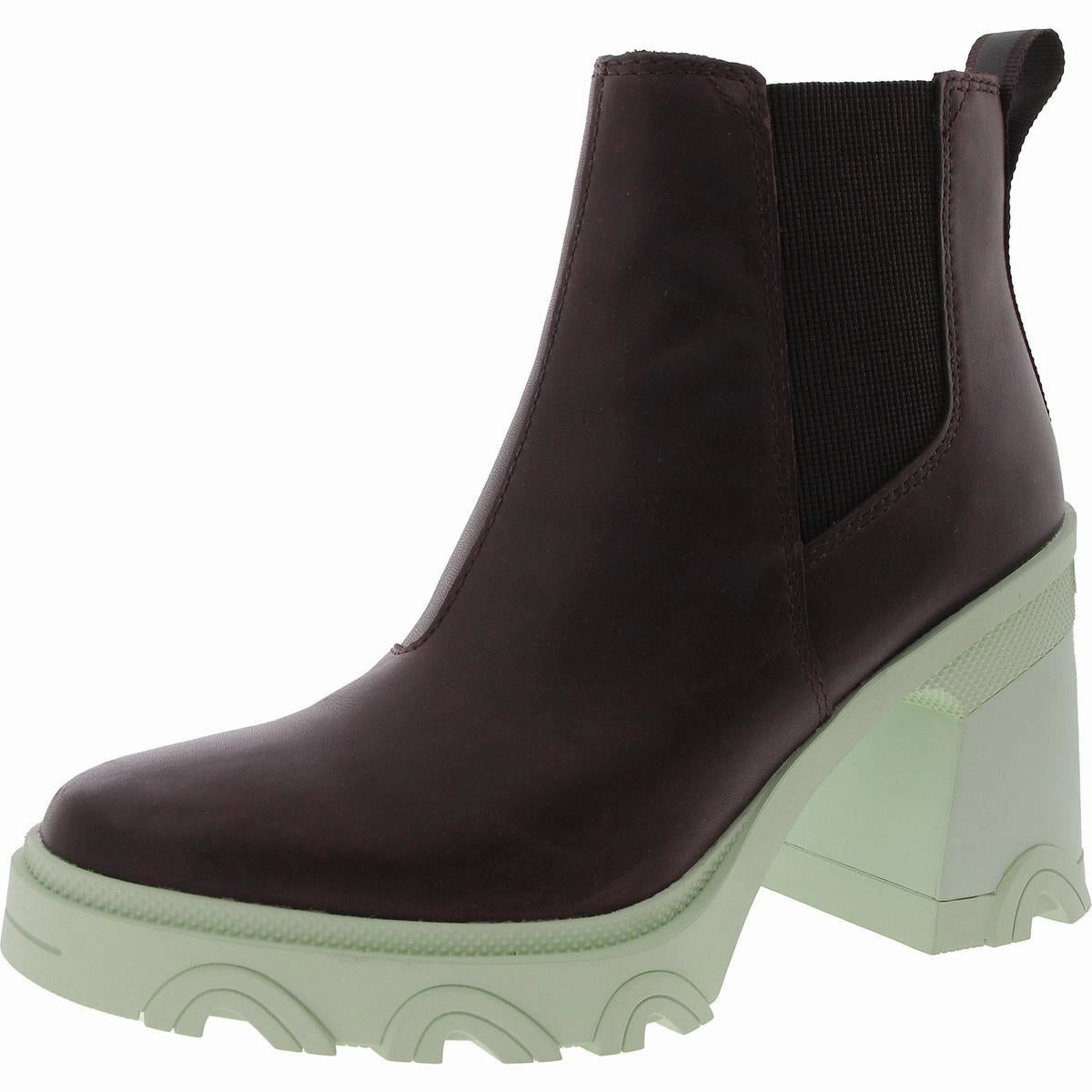 Coffee Shop 1951901203 Womens Block Heel Leather Chelsea Boots